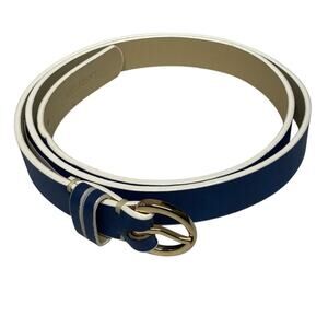 Lands' End Women's Skinny Belt Blue Contrast Edge Size Medium 10-12 Preppy